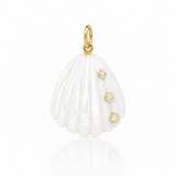 Gold Diamond Mother of Pearl Shell Pendant