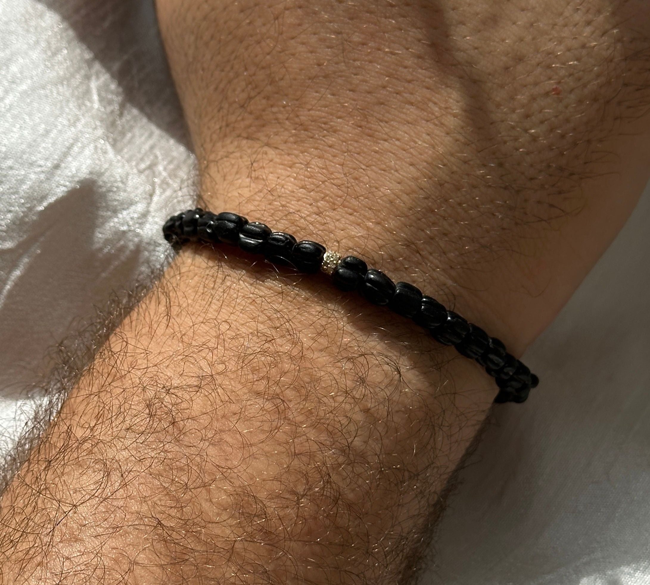 Black Wood Beaded Bracelet