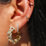 Gold Diamond Four Prong Tennis Hoop Earring