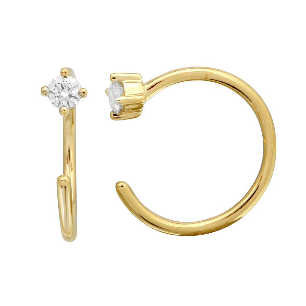 Gold Diamond Mini Threader Earrings - 14KT Gold - Monisha Melwani Jewelry