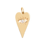14KT Gold Diamond Heart & Eye Pendant Fine Jewelry