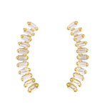 Gold Baguette Diamond Ear Climber - 14KT Gold - Monisha Melwani Jewelry