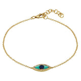 Gold Diamond Sapphire Turquoise Evil Eye Bracelet