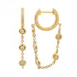 Gold Diamond Bezel Loop Earring - 14kt Gold - Monisha Melwani Jewelry