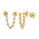 Gold Mini Diamond Connecting Earrings - 14KT Gold - Monisha Melwani Jewelry