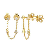 Gold Multi Diamond Chain Earring-14kt Gold-Monisha Melwani Jewelry 
