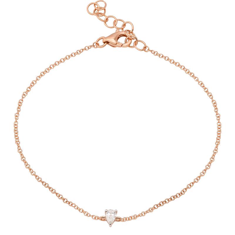 Gold Mini Pear Shaped Diamond Chain Bracelet - 14KT Gold - Monisha Melwani Jewelry