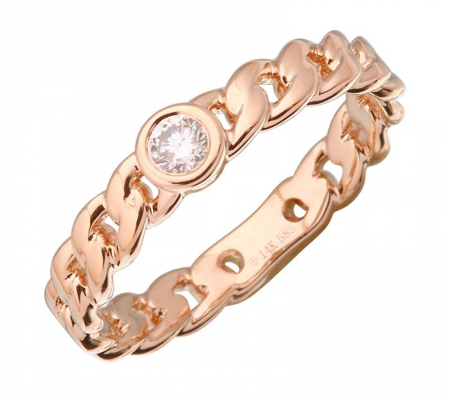 Gold Diamond Bezel Mini Cuban Link Ring