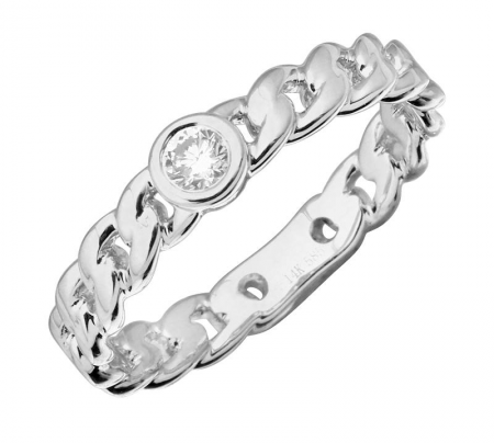 Gold Diamond Bezel Mini Cuban Link Ring