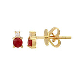 Gold Ruby And Diamond Stacked Earring - 14kt Gold - Monisha Melwani Jewelry