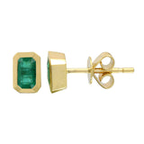 Gold Emerald Bezel Stud Earring