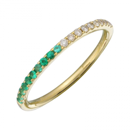 Gold Half Emerald And Diamond Ring - 14kt Gold - Monisha Melwani Jewelry