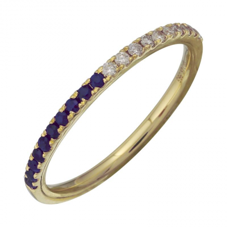 Gold Half Blue Sapphire And Diamond Ring - 14kt Gold - Monisha Melwani Jewelry