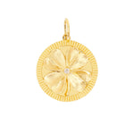 Gold Round Flower Pendant - 14KT Gold - Monisha Melwani Jewelry