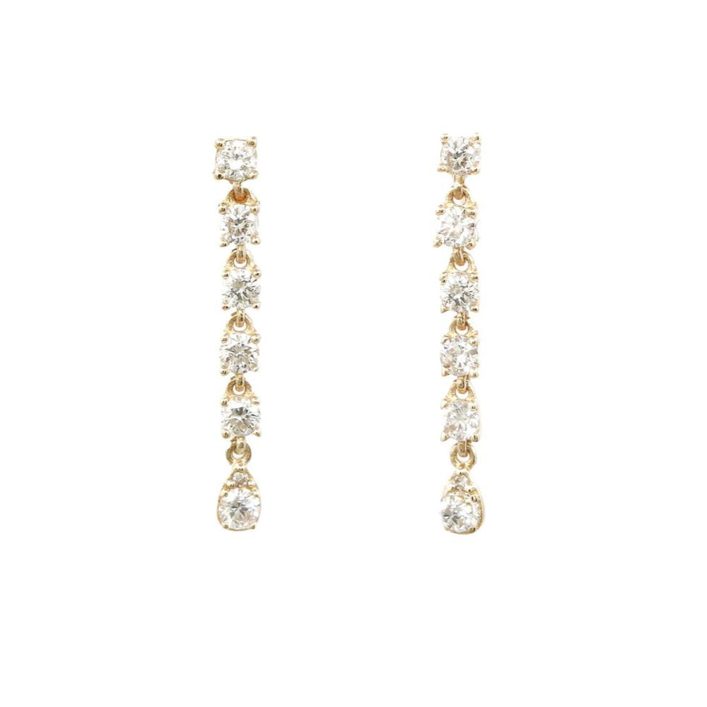 Diamond Prong Drop Earrings - 14KT Gold - Monisha Melwani Jewelry