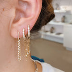 Gold Diamond Prong Loop Hoop - 14KT Gold - Monisha Melwani Jewelry