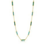 Gold Spaced Rectangle Turquoise Necklace