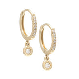 Gold Diamond Bezel Hoop - 14KT Gold - Monisha Melwani Jewelry