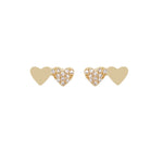 Gold Double Heart Diamond Stud - 14KT Gold - Monisha Melwani Jewelry