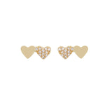 Gold Double Heart Diamond Stud - 14KT Gold - Monisha Melwani Jewelry