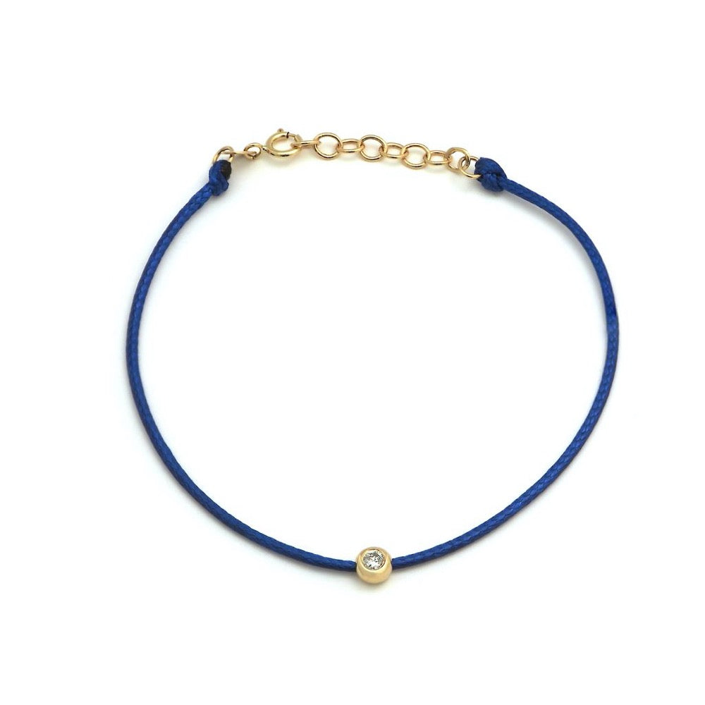 Gold Diamond Bezel Silk Bracelet - 14KT Gold - Monisha Melwani Jewelry