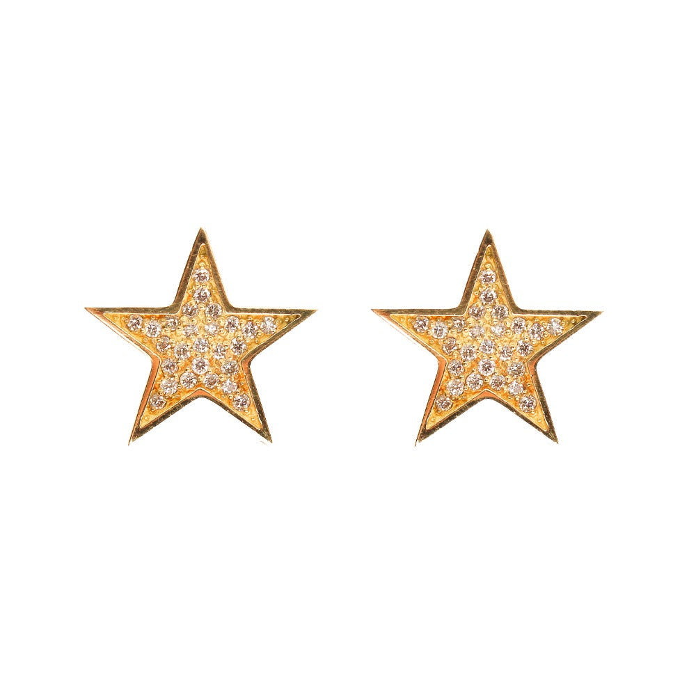 18KT Yellow Gold Diamond Jumbo Star Earrings- Monisha Melwani Jewelry