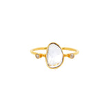 14KT Yellow Gold Diamond Topaz Ring- Monisha Melwani Jewelry