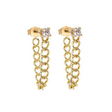 Gold Diamond Prong Curb Link Earring