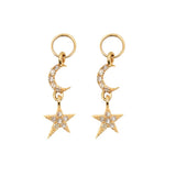 14KT Yellow Gold Diamond Star and Moon Earring Charm- Monisha Melwani Jewelry
