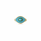 Gold Turquoise Emerald Evil Eye Ring