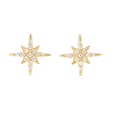 18KT Yellow Gold Diamond Starburst Stud Earrings- Monisha Melwani Jewelry