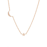 14KT Rose Gold Diamond Moon and Star Necklace- Monisha Melwani Jewelry