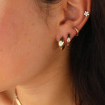 Gold Pear Diamond Medium Hoop Earrings - 14KT Gold - Monisha Melwani Jewelry