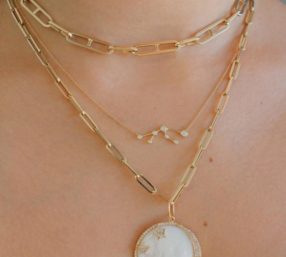 Gold Diamond Zodiac Necklace -18kt Gold - Monisha Melwani Jewelry