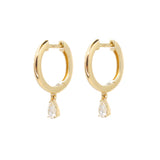 Gold Diamond Pear Shape Hoops - 14KT Gold - Monisha Melwani Jewelry