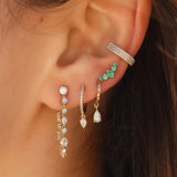 Gold Drop Pear Diamond Hoop Earrings - 14KT Gold - Monisha Melwani Jewelry