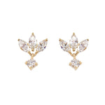 Gold Lotus Diamond Drop Earrings - 14KT Gold - Monisha Melwani Jewelry