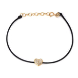 Gold Diamond Heart Cord Bracelet