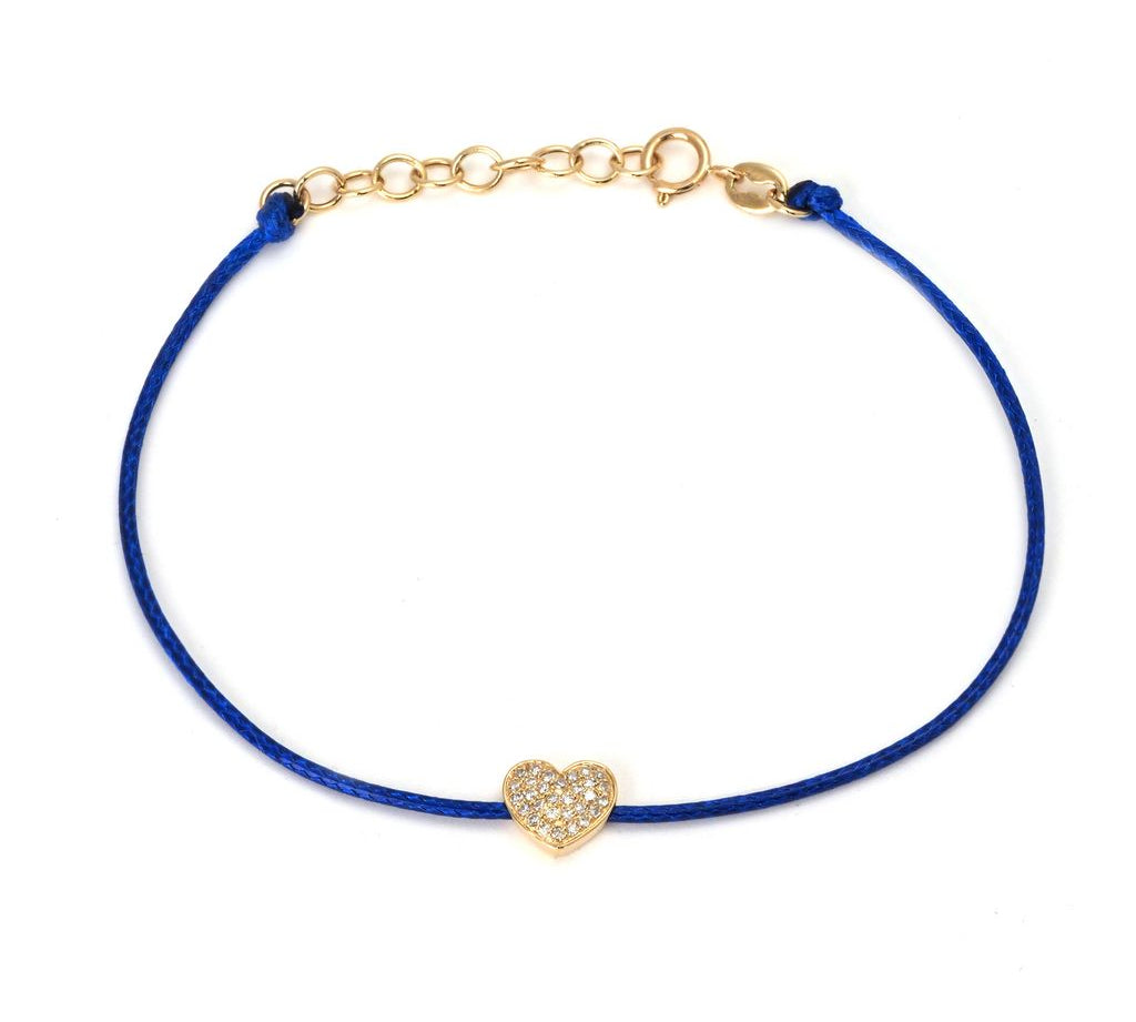 Gold Diamond Heart Cord Bracelet