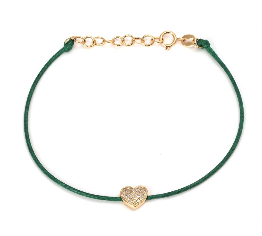 Gold Diamond Heart Cord Bracelet