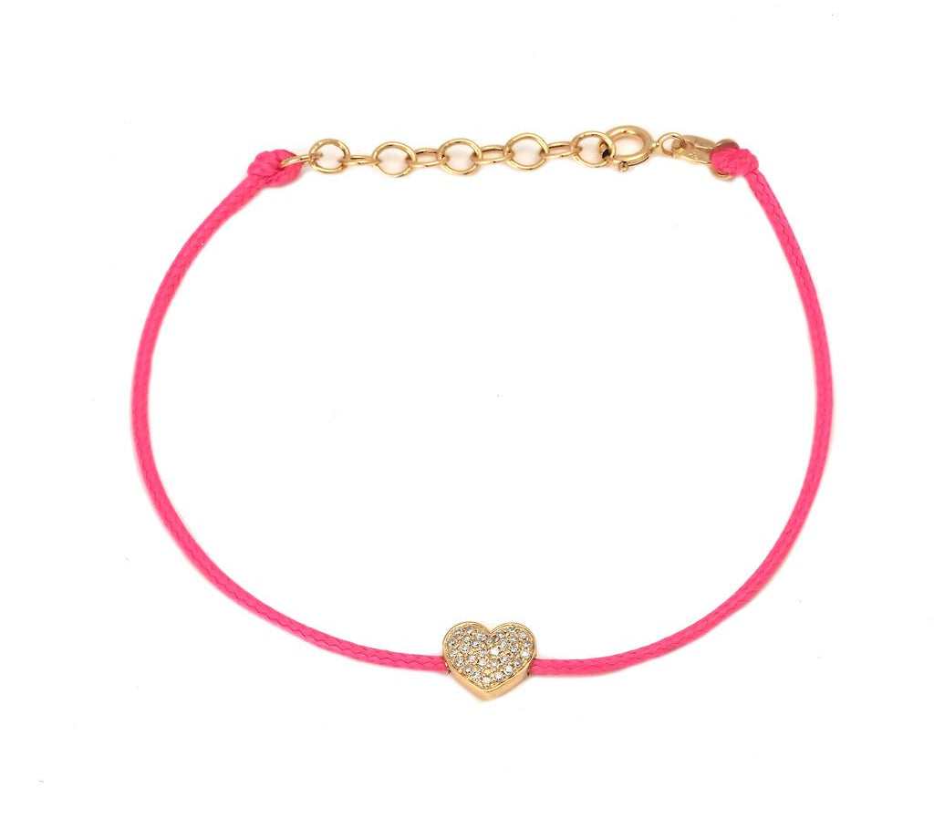Gold Diamond Heart Cord Bracelet