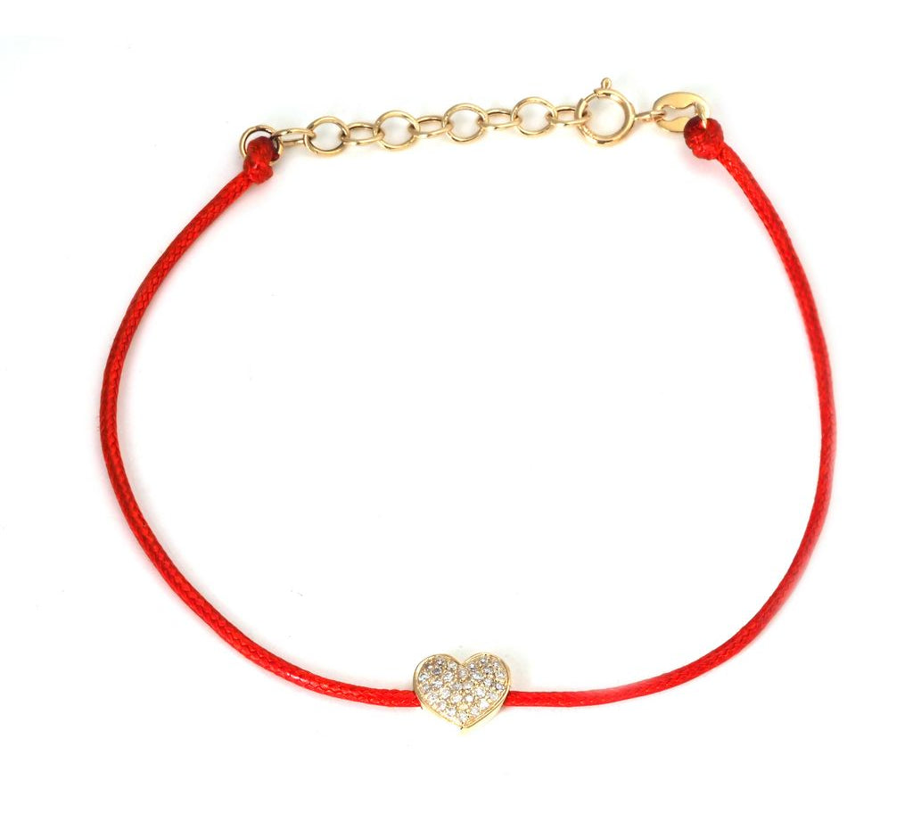 Gold Diamond Heart Cord Bracelet