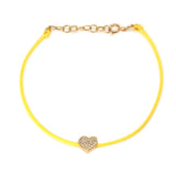 Gold Diamond Heart Cord Bracelet
