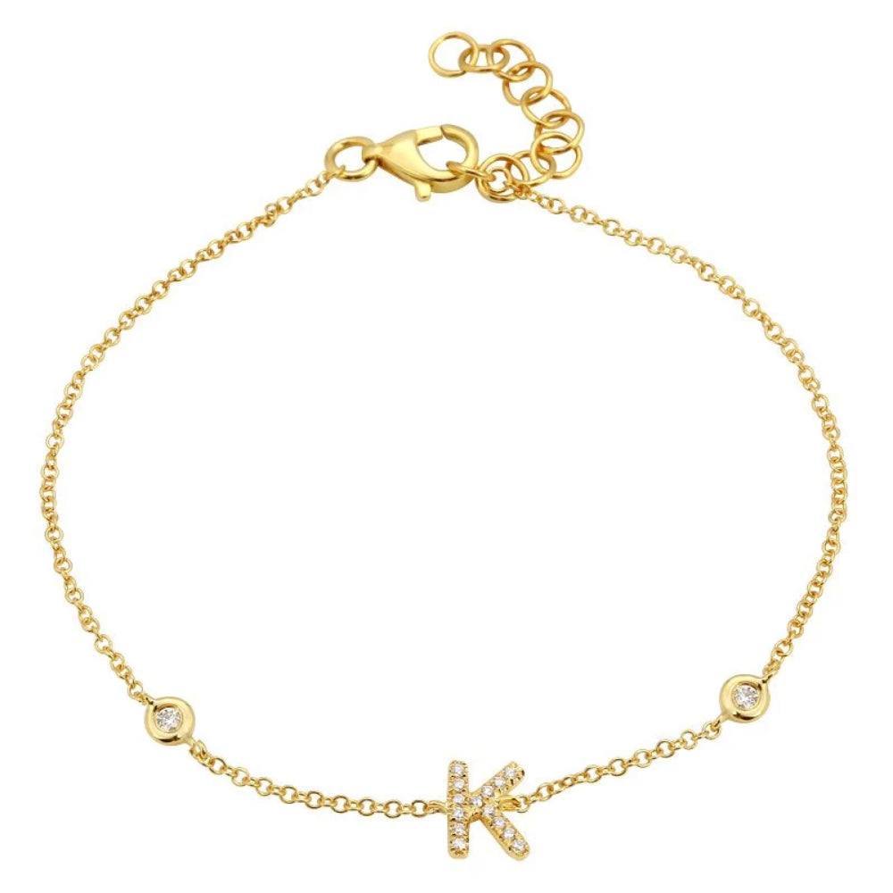 Gold Initial Diamond Bracelets - 14KT Gold - Monisha Melwani Jewelry