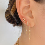 Diamond Mini Lightning Bolt Earrings - 14KT Gold - Monisha Melwani Jewelry