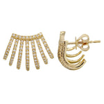 14KT Yellow Gold 7 Diamond Cage Earrings Fine Jewelry
