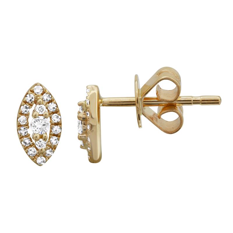 14KT Gold Diamond Marquee Earrings Fine Jewelry