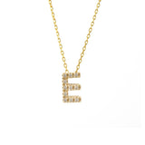 Gold Pave Diamond Initial Necklace