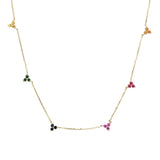 Gold Multi Colored Sapphire Trio Necklace