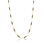 Gold Black Onyx Spaced Rectangle Necklace - 14kt Gold - Monisha Melwani Jewelry